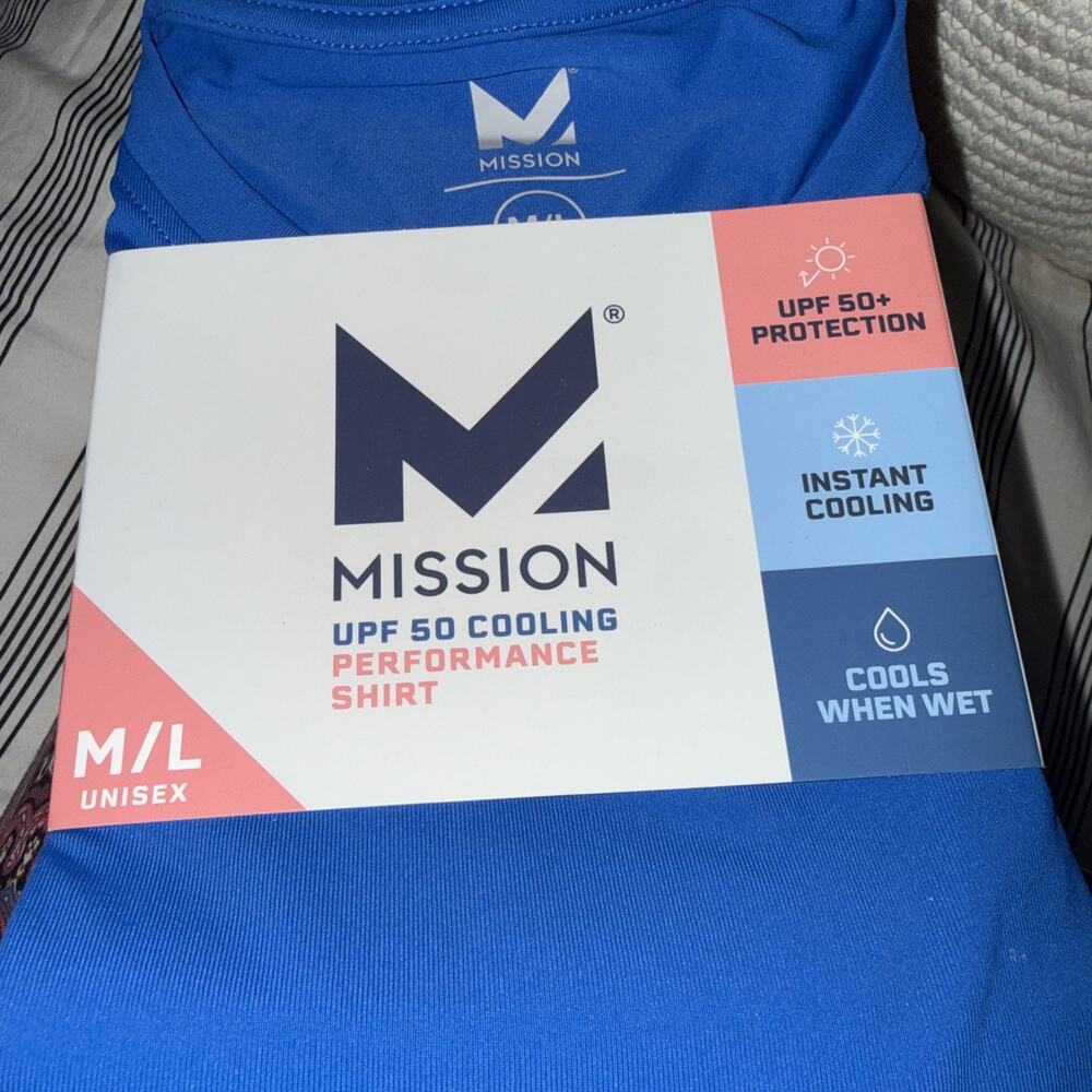 M/L Mission UPF 50 Cooling Performance Shirt Lapis Blue Unisex, Long Sleeve